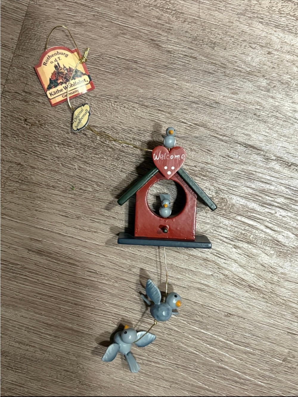 Käthe Wohlfahrt Wooden Birdhouse Welcome Hanging